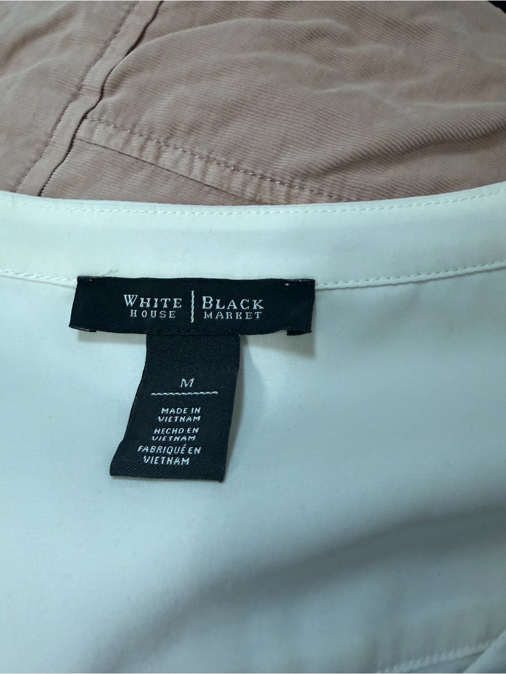 White House Black Market Cream V-Neck Long Sleeve Blouse - Picture 5 of 5